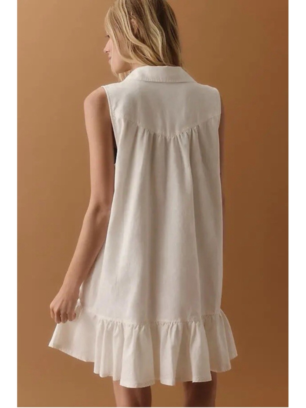 Anthropologie Pilcro Sleeveless V-Neck Linen Flounce Mini Dress XL Coastal Boho - Picture 3 of 11